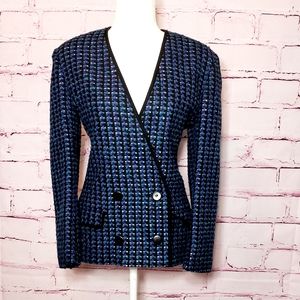 🦃Vintage Jaeger Double Breasted Blue Tweed Blazer